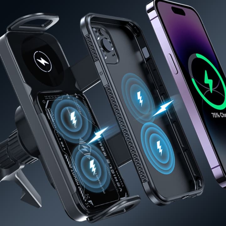 スマホホルダー　車 多機種対応マルチワイヤレス充電ホルダー