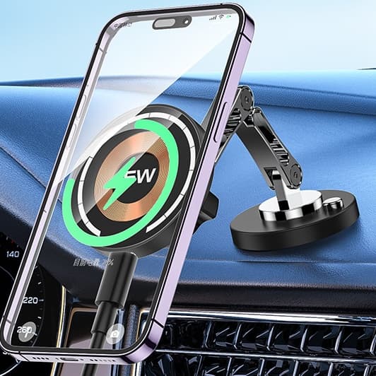 スマホホルダー　車 無線充電機能付き伸縮アーム式スマホホルダー