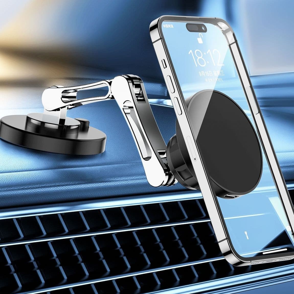 スマホホルダー　車 無線充電機能付き伸縮アーム式スマホホルダー