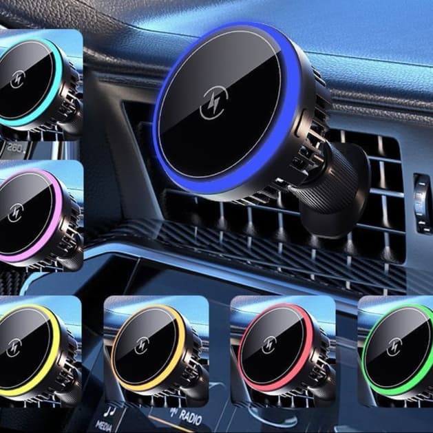 スマホホルダー　車 高級感漂う光輪式スマートフォン車載ホルダー