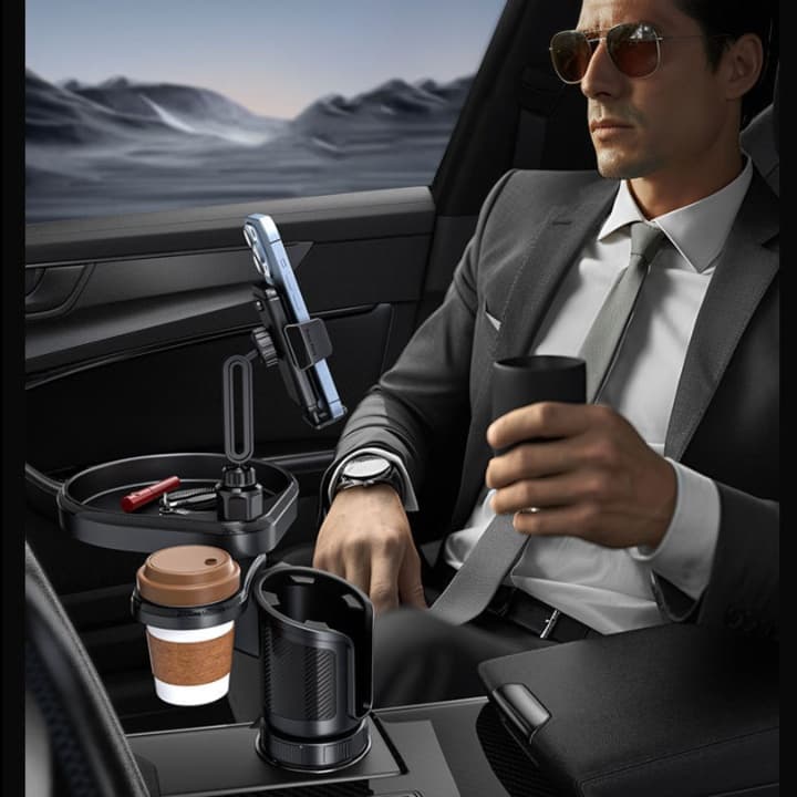 スマホホルダー　車 多機能式車載スマートフォン＆ドリンクステーション