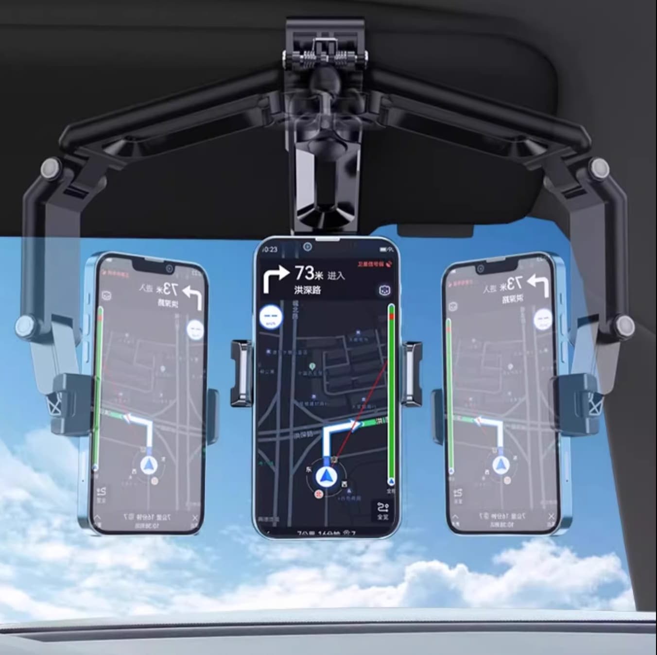 スマホホルダー　車 多関節型サンバイザー取付けスマホホルダー