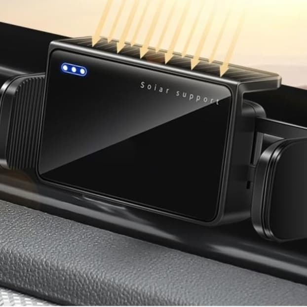 スマホホルダー　車 ソーラー充電式エアコン取付スマホホルダー