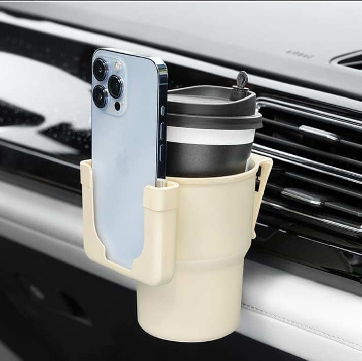 スマホホルダー　車 マルチポケット付き多機能ドリンクホルダー