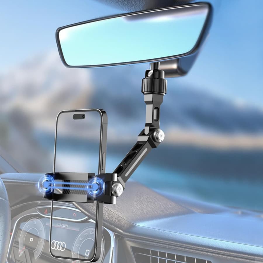 スマホホルダー　車 多関節式サンバイザー取付けスマホホルダー
