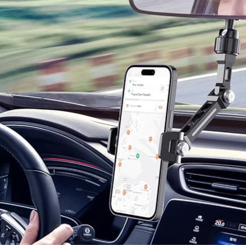 スマホホルダー　車 多関節式サンバイザー取付けスマホホルダー