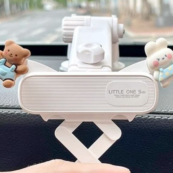スマホホルダー　車 うさぎとお花の可愛い吸盤式スタンド