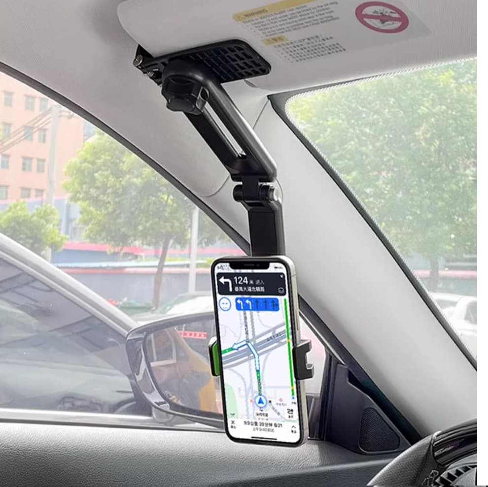スマホホルダー　車 伸縮自在サンバイザー取付けスマートホルダー