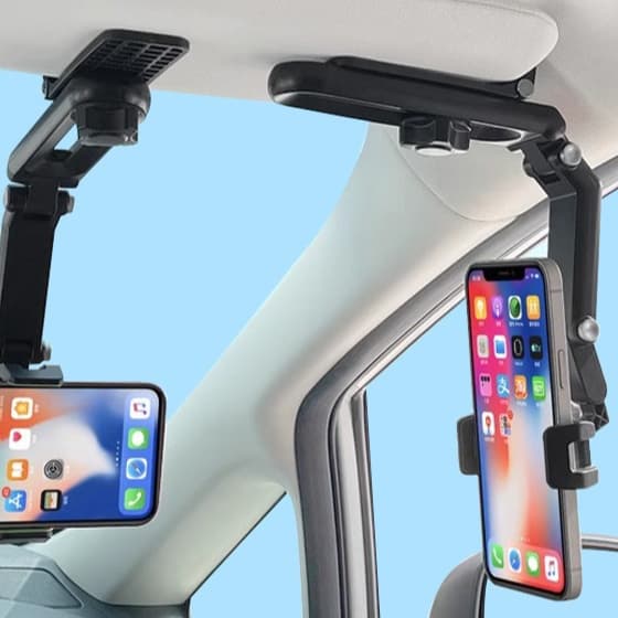 スマホホルダー　車 伸縮自在サンバイザー取付けスマートホルダー