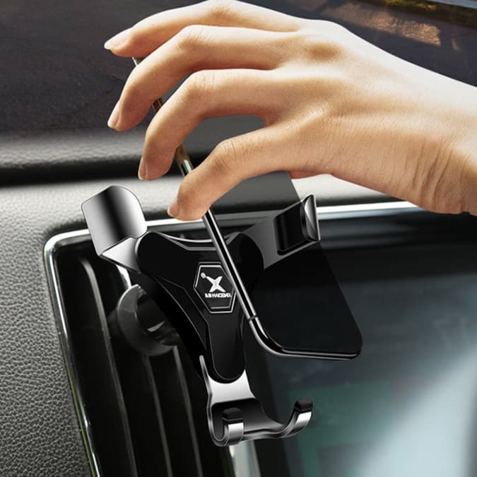 スマホホルダー　車 重力固定式エアコン取付スマートホルダー