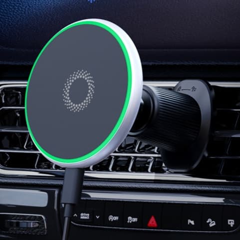 スマホホルダー　車 磁力式光リング付きスマートホルダー