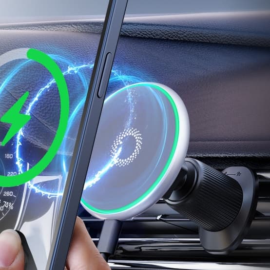 スマホホルダー　車 磁力式光リング付きスマートホルダー