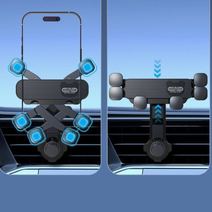 車 スマホホルダー 6点サポート自動調整式車載携帯電話固定具