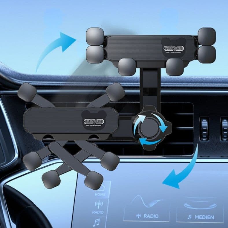 車 スマホホルダー 6点サポート自動調整式車載携帯電話固定具