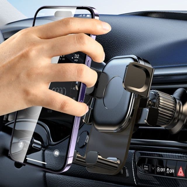 車 スマホホルダー 重力式自動開閉車載スマホホルダーエアコン取付型