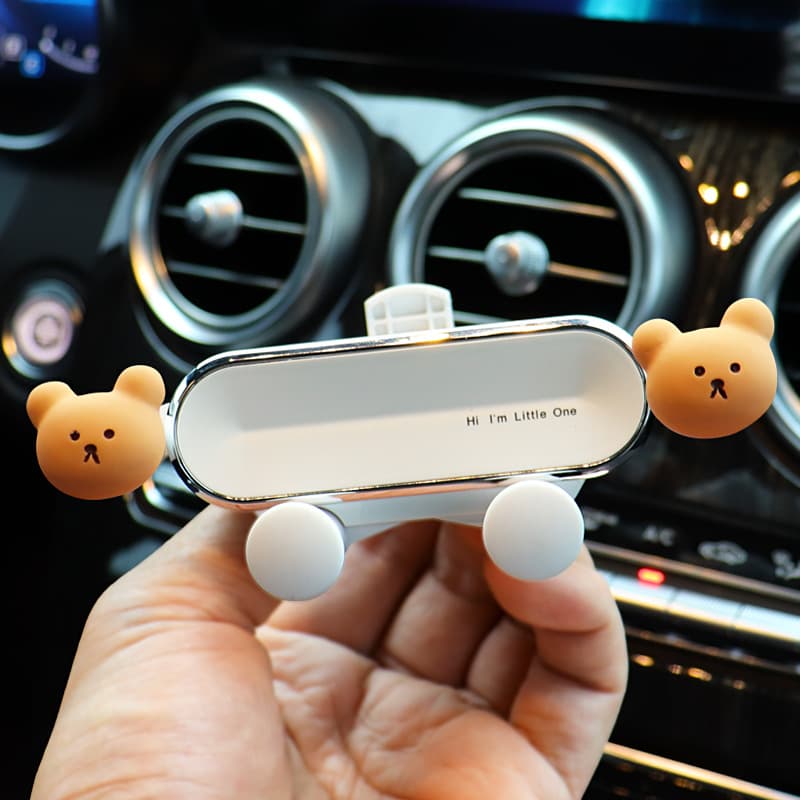 スマホホルダー　車 かわいいクマさん重力自動ロック式スマホホルダー