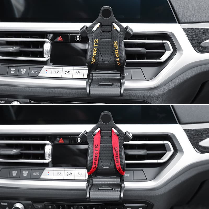 スマホホルダー　車 高級感漂う自動ロック式スポーツシートタイプスマホホルダー