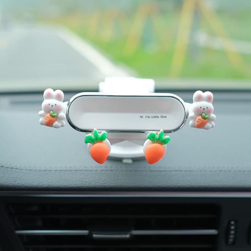 スマホホルダー　車 うさぎとお花の可愛い吸盤式スタンド