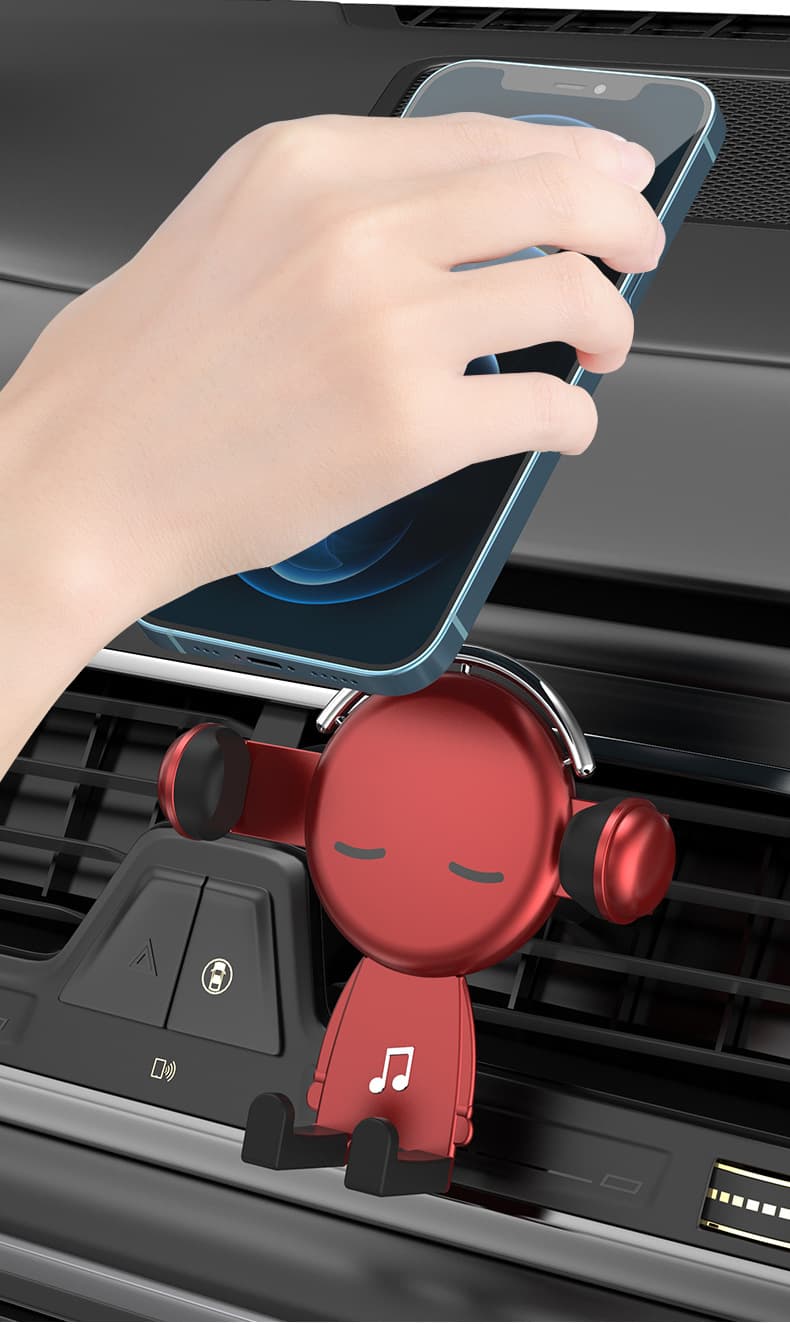 車 スマホホルダー かわいい人形型車載携帯電話立てエアコン吹出口専用