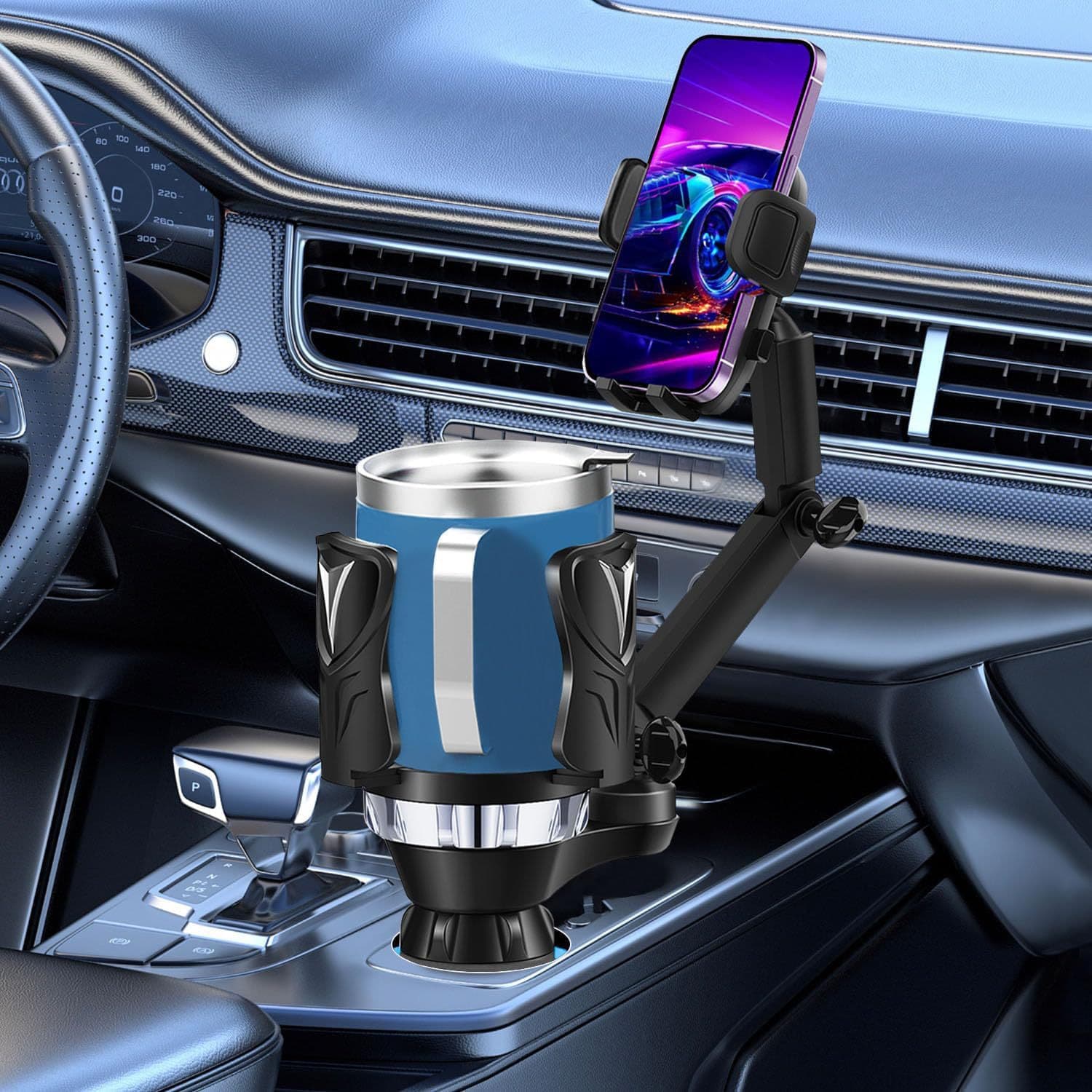 スマホホルダー 車 多機能アーム付き スマートドリンクスタンド