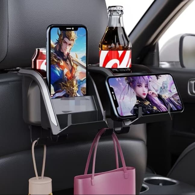 スマホホルダー 車 多機能スマート収納ヘッドレストハンガー