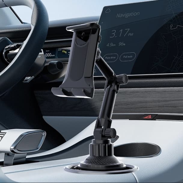 スマホホルダー 車 ドリンクホルダー用伸縮アームスマホ固定スタンド