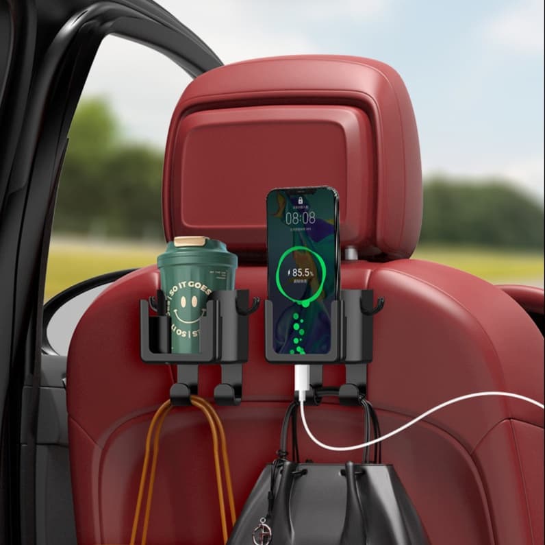 スマホホルダー 車 多機能後部座席収納ホルダー